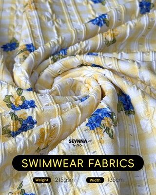 เนื้อผ้าว่ายน้ําที่มีเนื้อเยื่อกันคลอรีนสูง 92% ไนลอนรีไซเคิล + 8% สปันเด็กซ์ และน้ําหนัก 215 กรัม สําหรับชุดว่ายน้ําที่ยั่งยืน