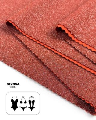 ผ้าถักสองชั้นน้ำหนัก 230 แกรม ผสมไนลอนรีไซเคิลและเมทัลลิก สำหรับฤดูร้อนและฤดูใบไม้ร่วง