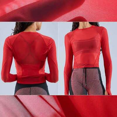 75GSM UPF 30+ ผ้าไลคร่าสปอร์ตเนื้อบางเบาพิเศษ (PA LYCRA SPORT) ยืดหยุ่นสำหรับเสื้อวิ่ง SP7915