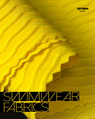 เนื้อผ้าว่ายน้ําที่มีเนื้อเยื่อพรีเมี่ยม 85% โพลิเอสเตอร์รีไซเคิล + 15% สปันเด็กซ์ ความกว้าง 125 ซม. และความทนทานสูงสําหรับชุดว่ายน้ํา