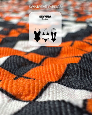 ผ้าว่ายน้ำเนื้อเท็กซ์เจอร์ทนสีสูงพร้อมการป้องกันแสงแดด UPF 50+ และไนลอนรีไซเคิล 95%